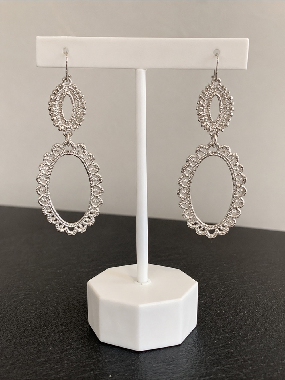 Silver Tone Dangle Earrings Boho Statement